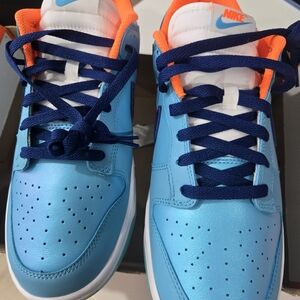 Nike Men's Dunk Low SE Baltic Blue and Orange Sneakers